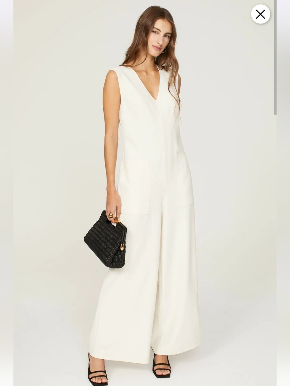 MARINA MOSCONE V-NECK JUMPSUIT SIZE 2 MSRP $390